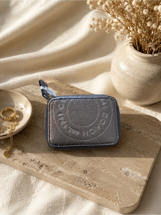 Coach Handbags - COACH | Metallic Silver Zip Coin or Pouch